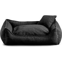 POOM Hundebett Mittelgroße Hunde Bear - Hundekissen Waschbar - Inklusive kleines Kissen - Farb- und Größenwahl (L - 90x75, Schwarz)