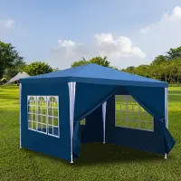 Fiqops Faziango 3 x 3m Pavillon Wasserdicht Gartenzelt, UV-Schutz 50+ Pavillons & Partyzelte Festzelt mit 4 Seiten für für Camping / Garten / Hochzeit / Strand,Blau