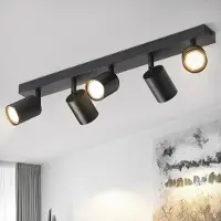 ZMH LED Deckenleuchte Schwarz 5 Flammig Deckenlampe Deckenstrahler Modern GU10 Metall Deckenspots Schwenkbar 350° für Wohnzimmer Schlafzimmer Flur