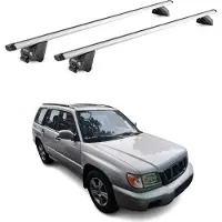 Aurilis Dachträger Grundtäger für Subaru Forester mk1 1997-2002 100kg Alu Grau 2tlg ABE