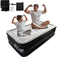 TRMLBE 186x90x43 cm Luftmatratze mit Pump Aufblasbare Matratze 3 Minuten Schnelles Aufblasen/Luftablassen Luftbett MAX. Belastbarkeit 300KG Gästebett Reisebett Campingbett, Single