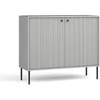 AX Living Kommode Grau Irelis 105 cm Schwarz Griffe Modern