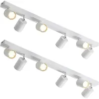 ZMH LED Deckenstrahler Weiß 6 Flammig Deckenlampe 2ER Deckenleuchte GU10 Metall Deckenspots Schwenkbar 330° Strahler für Wohnzimmer Schlafzimmer Flur