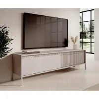 AX Living Trentinis Beige TV Bank, Moderner TV Tisch, 187,1cm breit, geriffelter