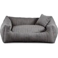 POOM Hundebett – Weiches, geripptes Material mit Polyurethanschaumstoff-Füllung, schmutzabweisend, in verschiedenen Farben und Größen, inkl. kleinem Kissen (XXL - 110x90, Dunkelgrau)