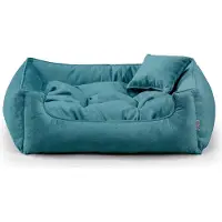 POOM Hundebett BASEL – Bequeme Hundeliege aus langlebigem Stoff, gemütliches Hundekissen XS–3XL (3XL-130x110, Meeresblau)