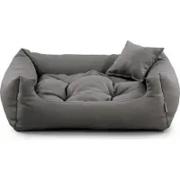 POOM Hundebett NEO – Bequeme Hundeliege aus strapazierfähigem Stoff, langlebiges Hundekissen in hoher Qualität (M - 80x65, Aschgrau)