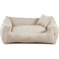 POOM Hundebett – Weiches, geripptes Material mit Polyurethanschaumstoff-Füllung, schmutzabweisend, in verschiedenen Farben und Größen, inkl. kleinem Kissen (M - 80x65, Beige)