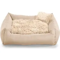 POOM Hundebett FN – Weiches Plüschkissen mit Polyurethanschaum-Füllung, schmutzabweisend und gemütlich, inkl. kleinem Kissen (XS - 55x45, Creme)