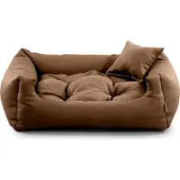 POOM Hundebett NEO – Bequeme Hundeliege aus strapazierfähigem Stoff, langlebiges Hundekissen in hoher Qualität (2XL - 110x90, Hellbraun)