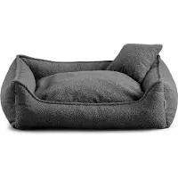 POOM Hundebett Grosse Hunde Bear - Hundekissen Waschbar - Inklusive kleines Kissen - Farb- und Größenwahl (S - 65x55, Dunkelgrau)