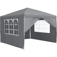 JOIEYOU Pavillon 2,5x2,5m Faltpavillon mit Seitenteilen und Fenstern und Tragetasche Faltzelt Polyester Faltbar Gartenpavillon Zelt Outdoor, Grau