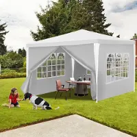 Yakimz Pavillon Stahlrohre – Terrassenpavillon, Raucherzelt und Partyzelt aus Stahlrohren für den Garten Weiß 3x3m