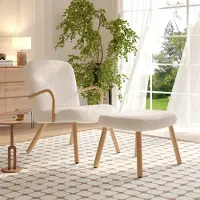 Fortuna Lai Relaxsessel mit Fußhocker, Ruhesessel mit Hocker, Lesesessel, Ruhesessel mit Armlehne, für Wohnzimmer, Balkon, Flur