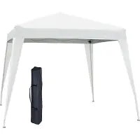 Fortuna Lai Faltpavillon 2,4x2,4m Partyzelt mit UV-Schutz, faltbar & tragbar, inkl. Tragetasche für Garten und Balkon, Stahl Weiß