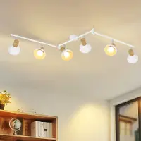 ZMH Deckenstrahler Flur Deckenleuchte Deckenlampe Innen 6 Flammig Strahler Mit Schwenkbar Industrial Weiß Eisen Deckenspots E14 Ohne Leuchtmittel