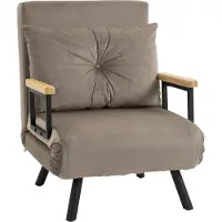 Fortuna Lai Schlafsessel mit Bettfunktion, 63 x 73 x 81 cm, mit fünffach verstellbarer Rückenlehne, platzsparend, robust, Samtoptik, Hellbraun
