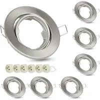ZMH 6er set Einbaustrahler GU10 Fassungen Lochdurchmesser 50mm mit Sockel in Edelstahl Einbauleuchte Rahmen Schwenkbar 30° Spot LED Leuchtmittel