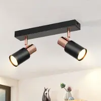 ZMH Deckenstrahler LED 2 Flammig GU10 Deckenlampe 355°Drehbar Wandstrahler Schwarz Deckenspots Flur für Schlafzimmer Küche(Ohne Leuchtmittel)