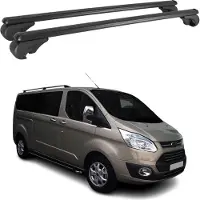 Omtec Dachträger Grundtäger für Ford Transit Custom 2013-2022 75kg Alu Schwarz 2 tlg