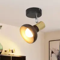 ZMH Deckenleuchte Schwarz Deckenstrahler Vintage - Deckenlampe Industrial 1 Flammig Flurlampe Innen Eisen Lampenschirm Strahler E14 Deckenspots für Schlafzimmer Flur Wohnzimmer(Ohne Leuchtmittel)