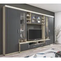 AX Living Parisca Wohnwand mit viel Stauraum 340 sonoma eiche/graphit