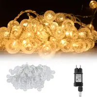 TRMLBE Lichterkette 20m 160er LED Kugel Lichterketten für Innen Warmweiß mit Stecker 8 Modi IP44 5m Stromkabel für Weihnachten, Transparente Linie