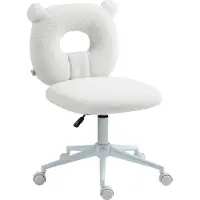 SUGIFT Bürostuhl Teddyfell Bärenform Weiß, Schreibtischstuhl ohne Armlehne höhenverstellbar, Drehstuhl Fleece-Optik | 50x56x90 cm | 44–54 cm Sitzhöhe