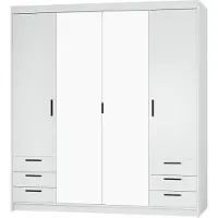 AX Living Weiß Kleiderschrank mit Spiegel Storicos 4T6S 176,3cm Groß
