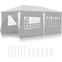 Yakimz Pavillon Stahlrohre – Terrassenpavillon, Raucherzelt und Partyzelt aus Stahlrohren für den Garten Weiß 3x6m