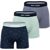 Happy Shorts Herren Boxer Shorts, 3er Pack - Retro Jersey, Logobund