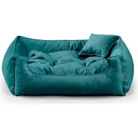 POOM Hundebett BASEL – Bequeme Hundeliege aus langlebigem Stoff, gemütliches Hundekissen XS–3XL (2XL-110x90, Smaragd)