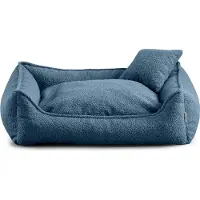 POOM Hundebett Mittelgroße Hunde Bear - Hundekissen Waschbar - Inklusive kleines Kissen - Farb- und Größenwahl (L - 90x75, Blau)