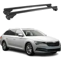 Omtec Dachträger Grundtäger für Skoda Superb mk3 Kombi 2015-2023 75kg Alu Schwarz 2x