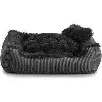 POOM Hundebett Shaggy – Weiches, waschbares Hundekissen für kleine Hunde mit Farb- und Größenwahl (XL - 100x75, Schwarz)