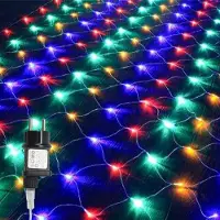 Peviasot 2x2M 200 LED Lichternetz 8 Lichtmodi Lichterkette Wasserdicht Innen Weihnachten Party Garten Deko, Bunt