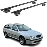 Aurilis Dachträger für Skoda Octavia Wagon 1U 1X 5E 1998-2020 Alu Schwarz 2 tlg ABE