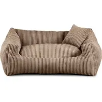 POOM Hundebett – Weiches, geripptes Material mit Polyurethanschaumstoff-Füllung, schmutzabweisend, in verschiedenen Farben und Größen, inkl. kleinem Kissen (S - 65x55, Hellbraun)