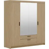 AX Living Geölte Eiche Kleiderschrank mit Spiegel Storicos 4T 176,3cm breit