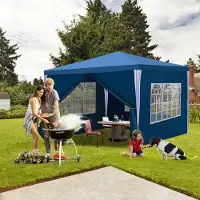 Yakimz Pavillon Wasserdicht – Terrassenpavillon mit Verbolzung, perfektes Gartenzelt für Partys Blau 3x3m