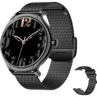 Vislone KT67 1,39-Zoll-Smartwatch, IP67 wasserdicht | BT5.2 | Schlafüberwachung | Musikwiedergabe | Sportmodus, schwarz, Milan-Stahlarmband + Silikonarmband
