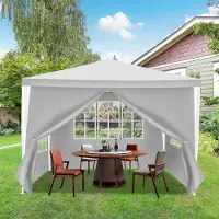 Fiqops Pavillon Seitenteile Camping Partyzelt Festzelt Stabilitat Partyzelte 3x3m Weiß