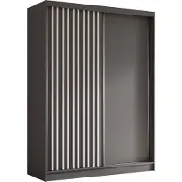 Masseno Schiebetürenschrank LAMELLO 160 cm Kleiderschrank Schlafzimmer Schrank 2-türig mit Lamellen Grau