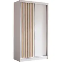 Masseno Schiebetürenschrank LAMELLO 120 cm Kleiderschrank Schlafzimmer Schrank 2-türig mit Lamellen Weiß