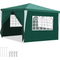 Aopunly 3x3m Garten Pavillon mit Seitenteilen tragbares wasserdichtes Zelt mit Eisenrohr, Blau