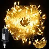 Peviasot 20M LED Lichterkette 200LEDs 8 Modi mit Memory Funktion, Weihnachten Party Garten Bedienung Funkelnder Sterneffekt Deko Transparent Kabel Warmweiß