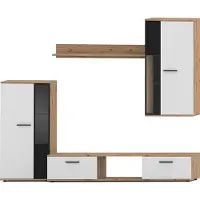 AX Living Hochwertige Wohnwand Formilo - 240 cm – Eiche Artisan Weiß