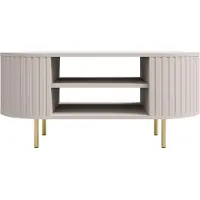 AX Living Kaffetisch Halay Beige, Moderne Rillenstruktur 100 cm, mit runden Kanten