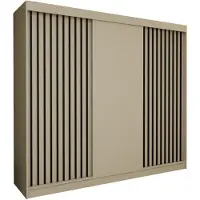 AX Living Cabinio Schwebetürenschrank Beige 240 cm Schwarze Lamellen