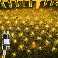Peviasot LED Lichternetz 3x2m 200 LEDs Warmweiß Lichterkette 8 Beleuchtungsmodi Speicherfunktion für Innen mit Transparent Kabel